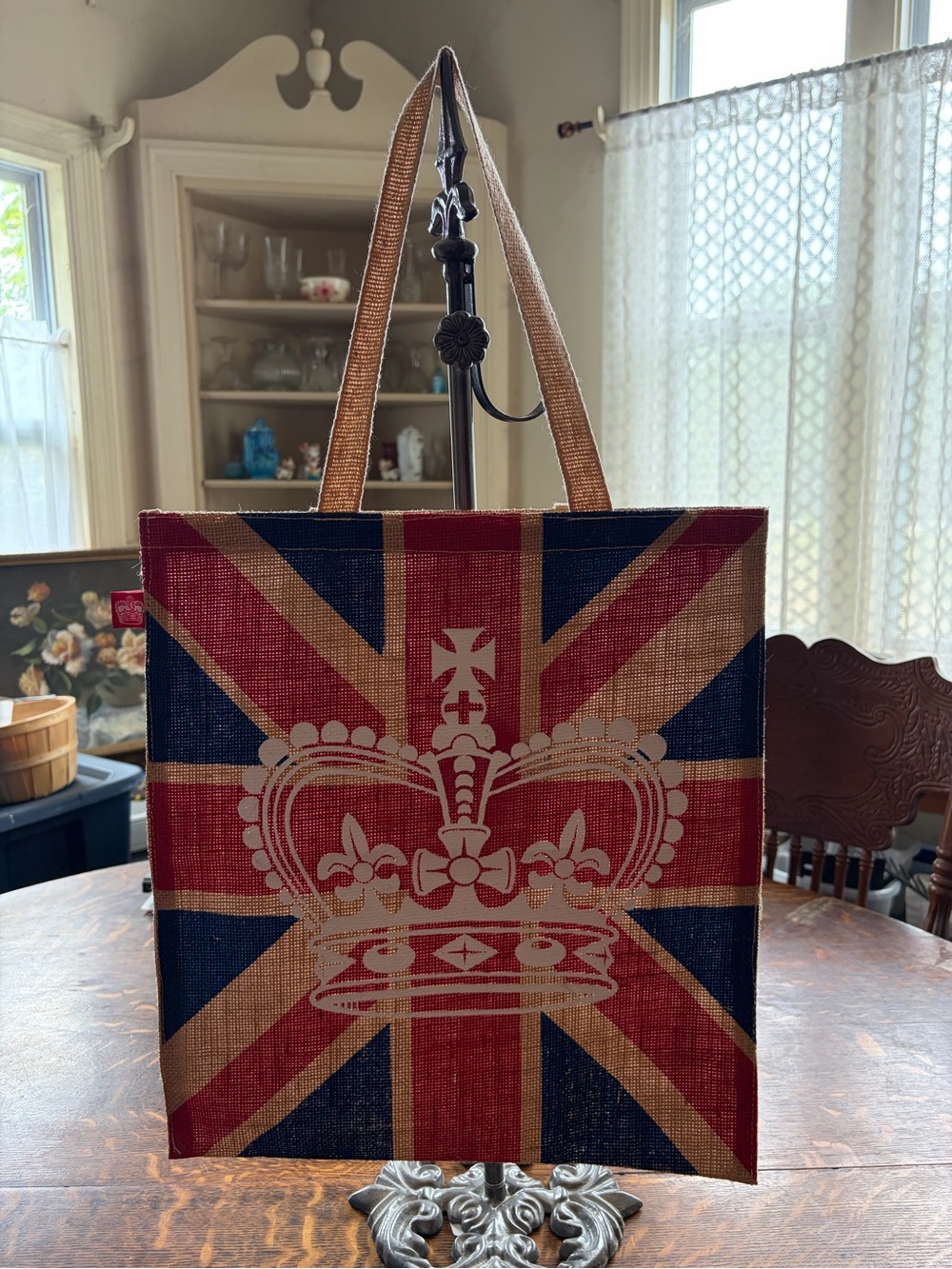 Union Jack Crown Tote Bag in Red, Blue & Tan